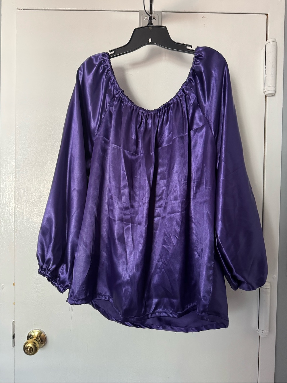 Purple Satin Peasant Blouse & Skirt